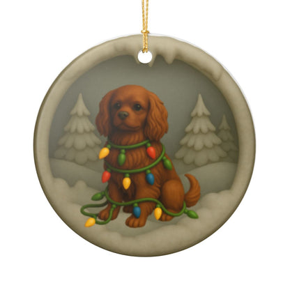 Personalized Ruby Cavalier King Charles Spaniel Christmas Ornament, 3D Clay-Style Dog Keepsake with Lights