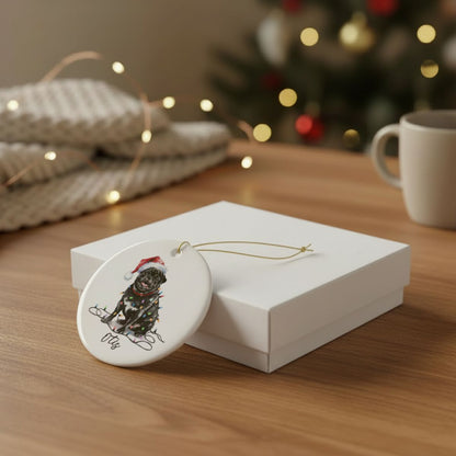 Black Pug Ornament, Personalized Pet Keepsake