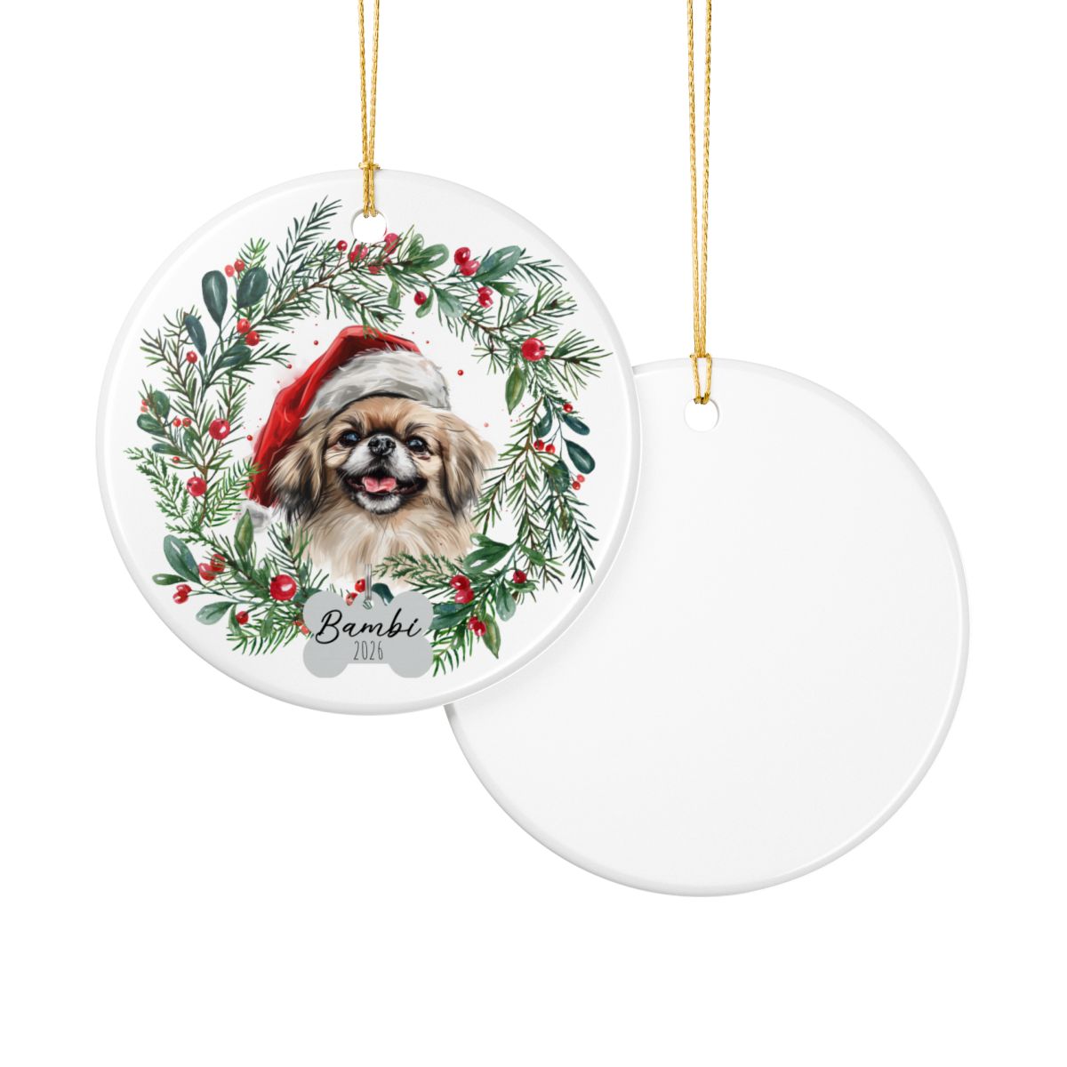 Personalized Pekingese Christmas Ornament