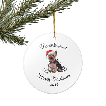 Christmas Yorkshire Terrier Ornament, Christmas Lights Dog Keepsake
