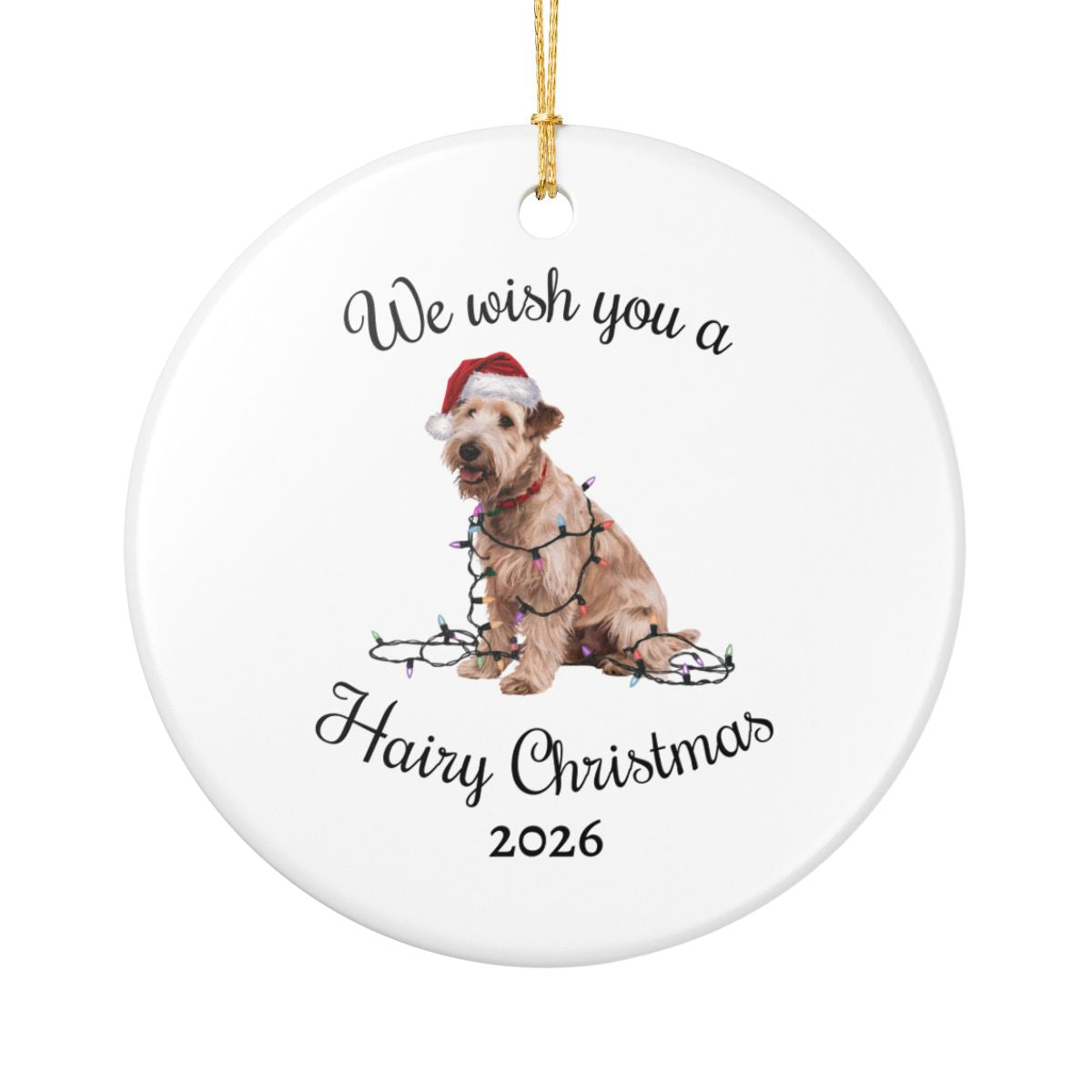 Christmas Soft Coated Wheaten Terrier Ornament, Christmas Lights Dog Keepsake