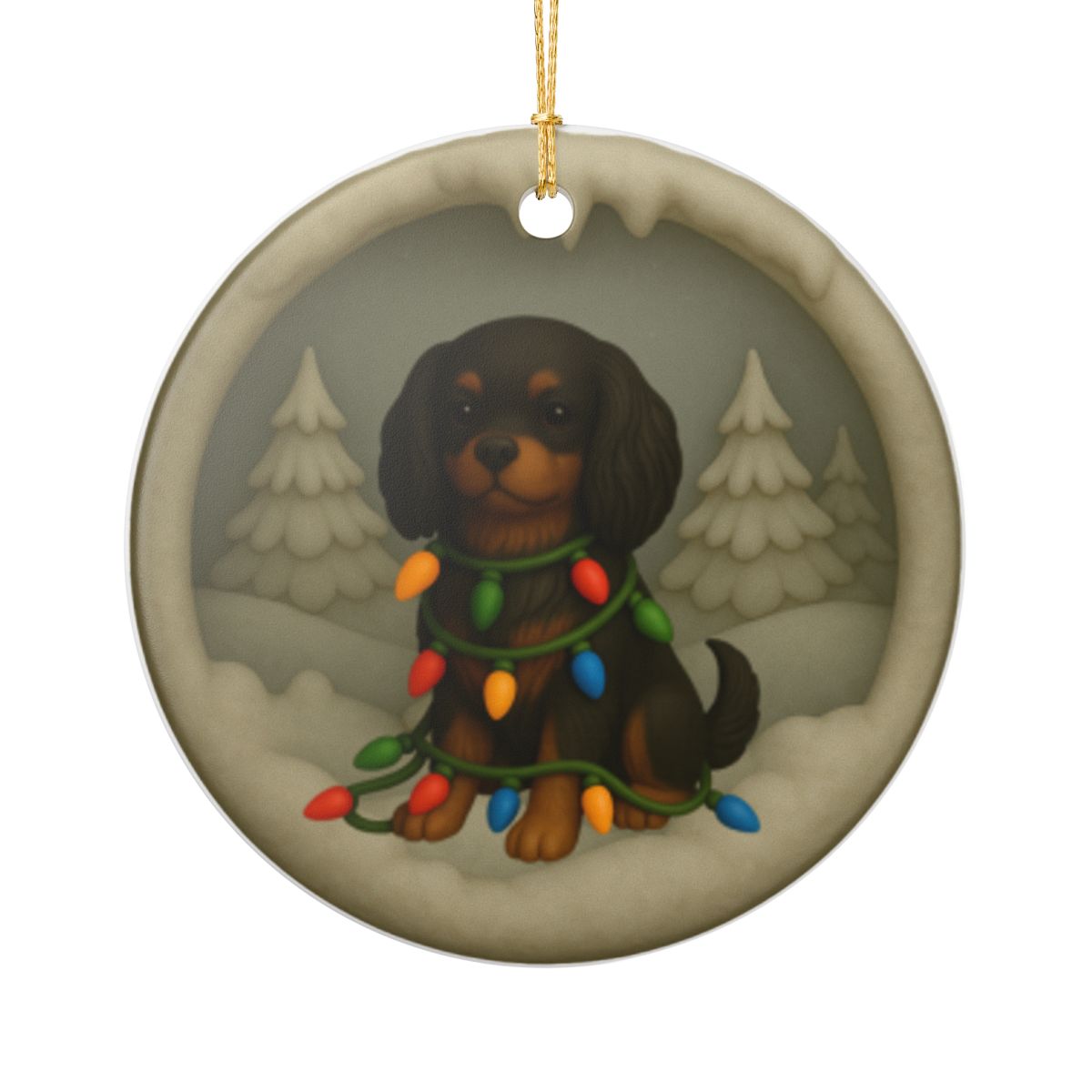 Personalized Black and Tan Cavalier King Charles Spaniel Christmas 3D Clay-Style Dog Keepsake