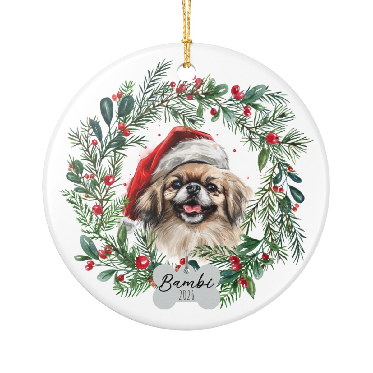 Personalized Pekingese Christmas Ornament