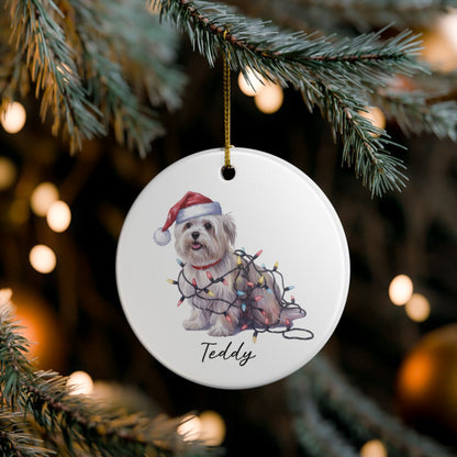 Maltese Christmas Ornament, Personalized Dog Keepsake