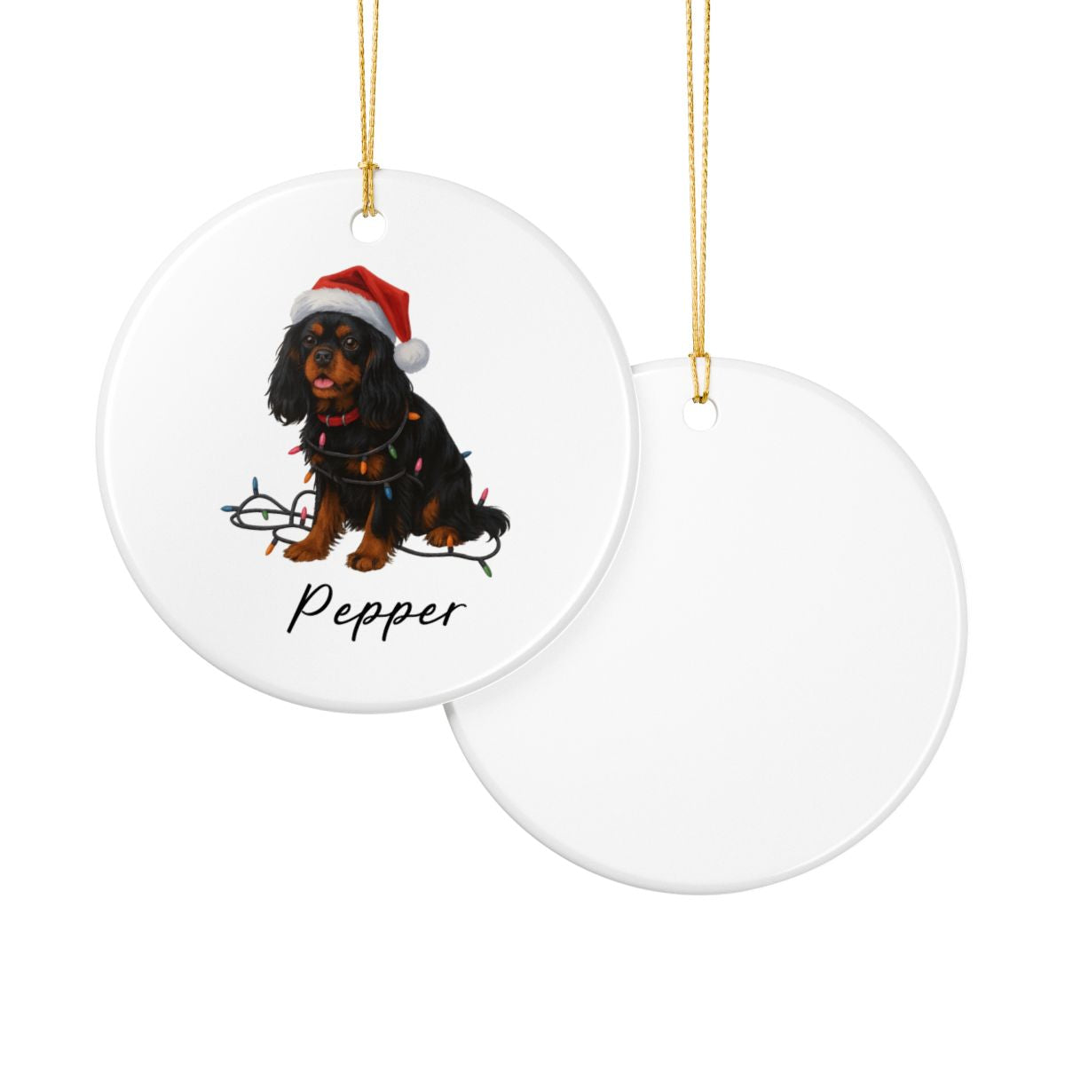Personalized Black and Tan Cavalier King Charles Spaniel Ornament, Custom Dog Christmas Ornament, Cavalier Lover Gift