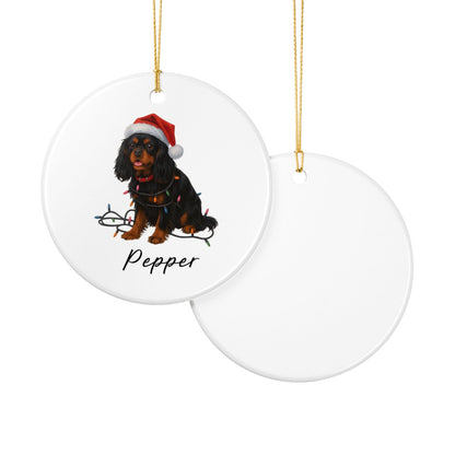 Personalized Black and Tan Cavalier King Charles Spaniel Ornament, Custom Dog Christmas Ornament, Cavalier Lover Gift