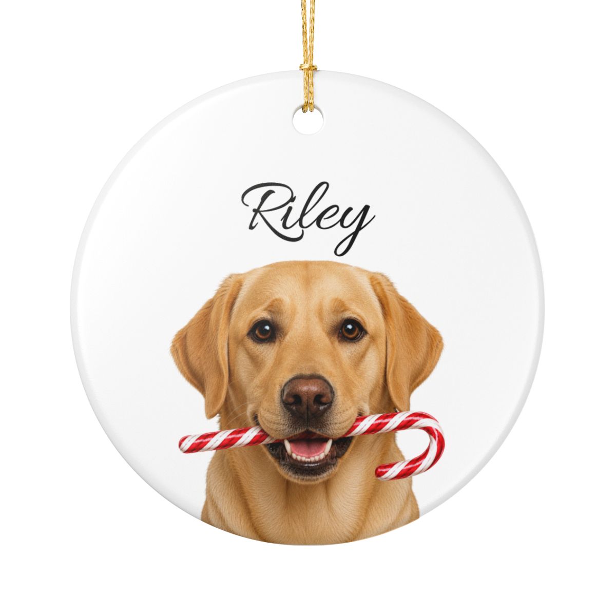 Personalized Yellow Lab Ornament, Custom Dog Name Christmas Ornament, Labrador Retriever Gift, Dog Lover Gift