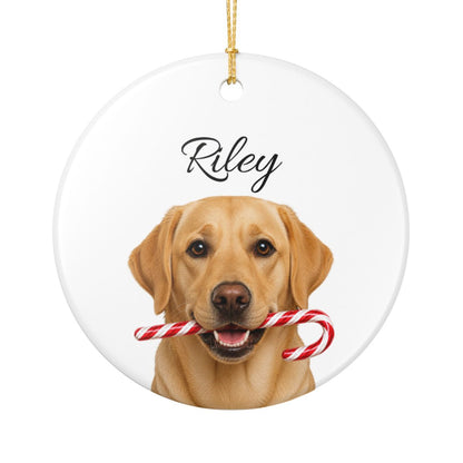 Personalized Yellow Lab Ornament, Custom Dog Name Christmas Ornament, Labrador Retriever Gift, Dog Lover Gift