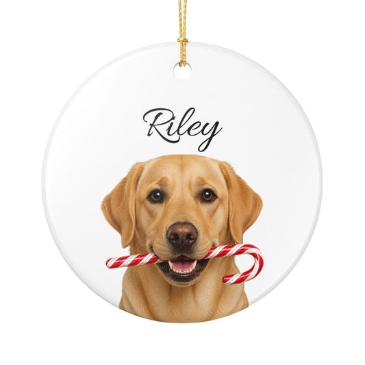Personalized Yellow Lab Ornament, Custom Dog Name Christmas Ornament, Labrador Retriever Gift, Dog Lover Gift
