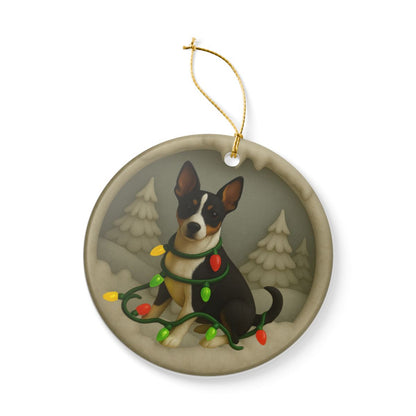 Personalized Rat Terrier Christmas Ornament, 3D Clay-Style Dog Keepsake with Lights
