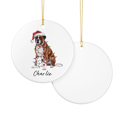 Personalized Boxer Christmas Ornament, Ceramic Dog Lover Gift, Custom Decor