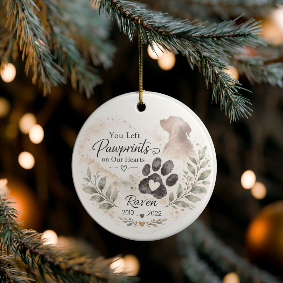 Personalized Pet Memorial Ornament, Custom Dog Loss Christmas Keepsake Gift