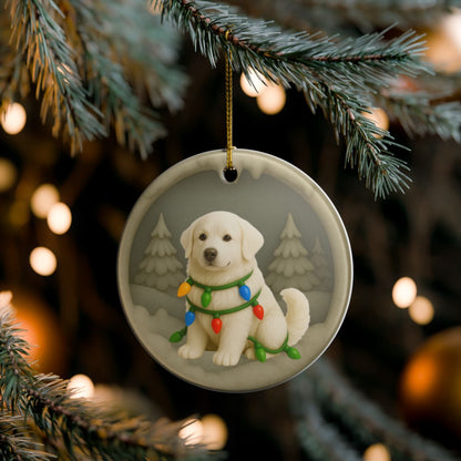 Personalized Great Pyrenees Christmas Ornament, 3D Clay-Style Dog Keepsake with Lights