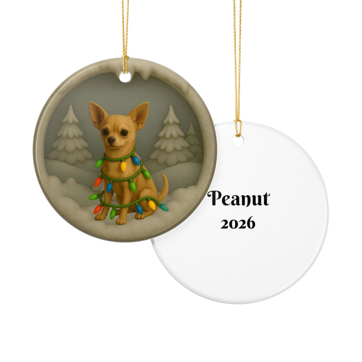 Personalized Chihuahua Christmas 3D Clay-Style Ornament