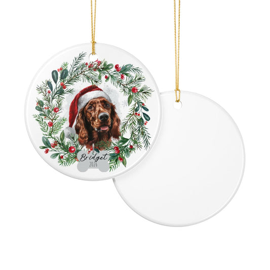 Personalized Irish Setter Christmas Ornament