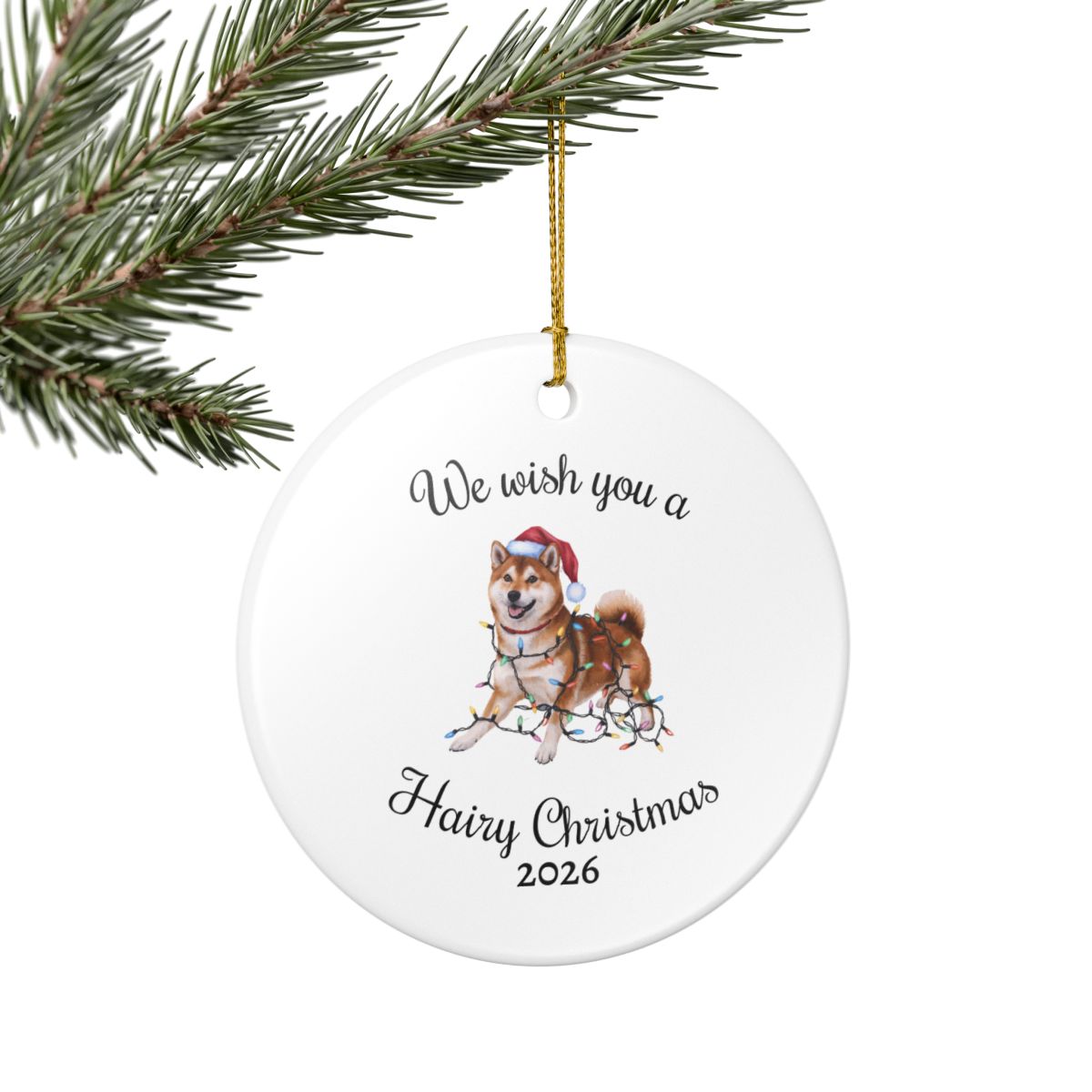 Christmas Red Shiba Inu Ornament, Christmas Lights Dog Keepsake