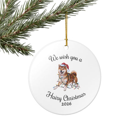 Christmas Red Shiba Inu Ornament, Christmas Lights Dog Keepsake