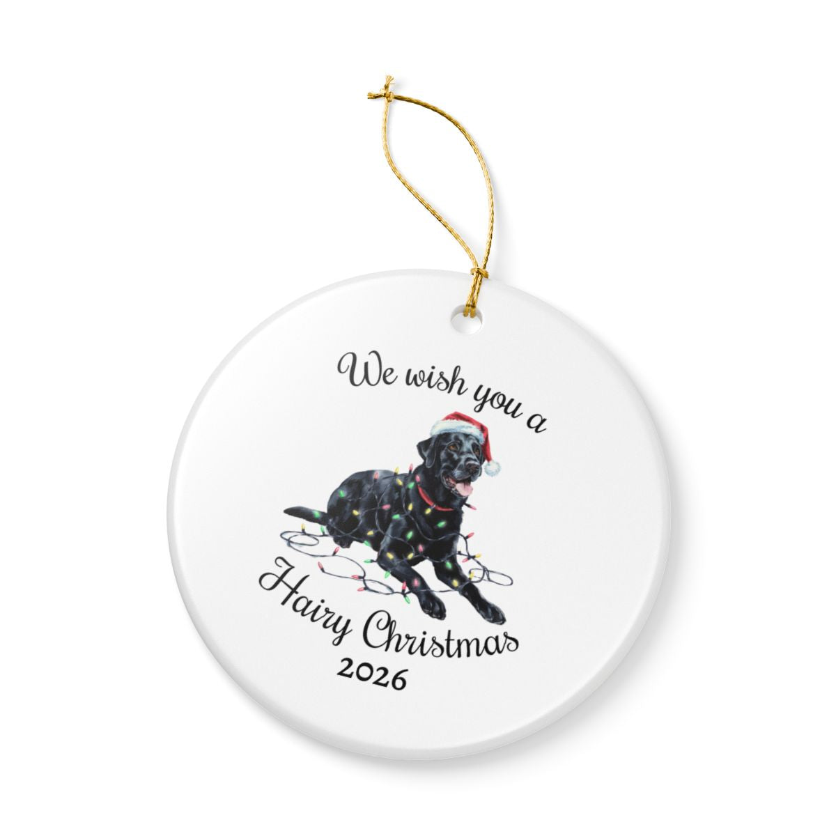 Christmas Black Labrador Ornament, Christmas Lights Dog Keepsake