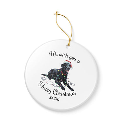 Christmas Black Labrador Ornament, Christmas Lights Dog Keepsake
