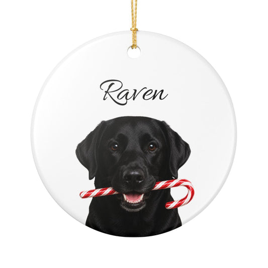 Personalized Black Lab Ornament, Custom Dog Name Christmas Ornament, Labrador Retriever Gift, Dog Lover Gift