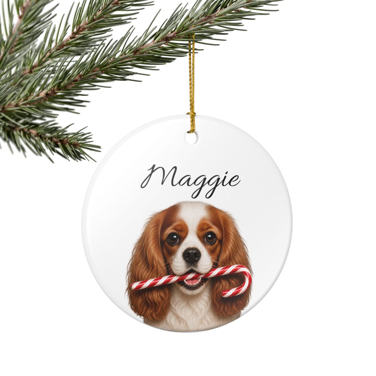 Personalized Blenheim Cavalier Candy Cane Ornament