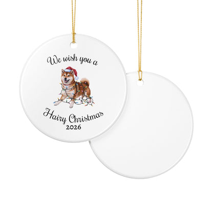 Christmas Red Shiba Inu Ornament, Christmas Lights Dog Keepsake