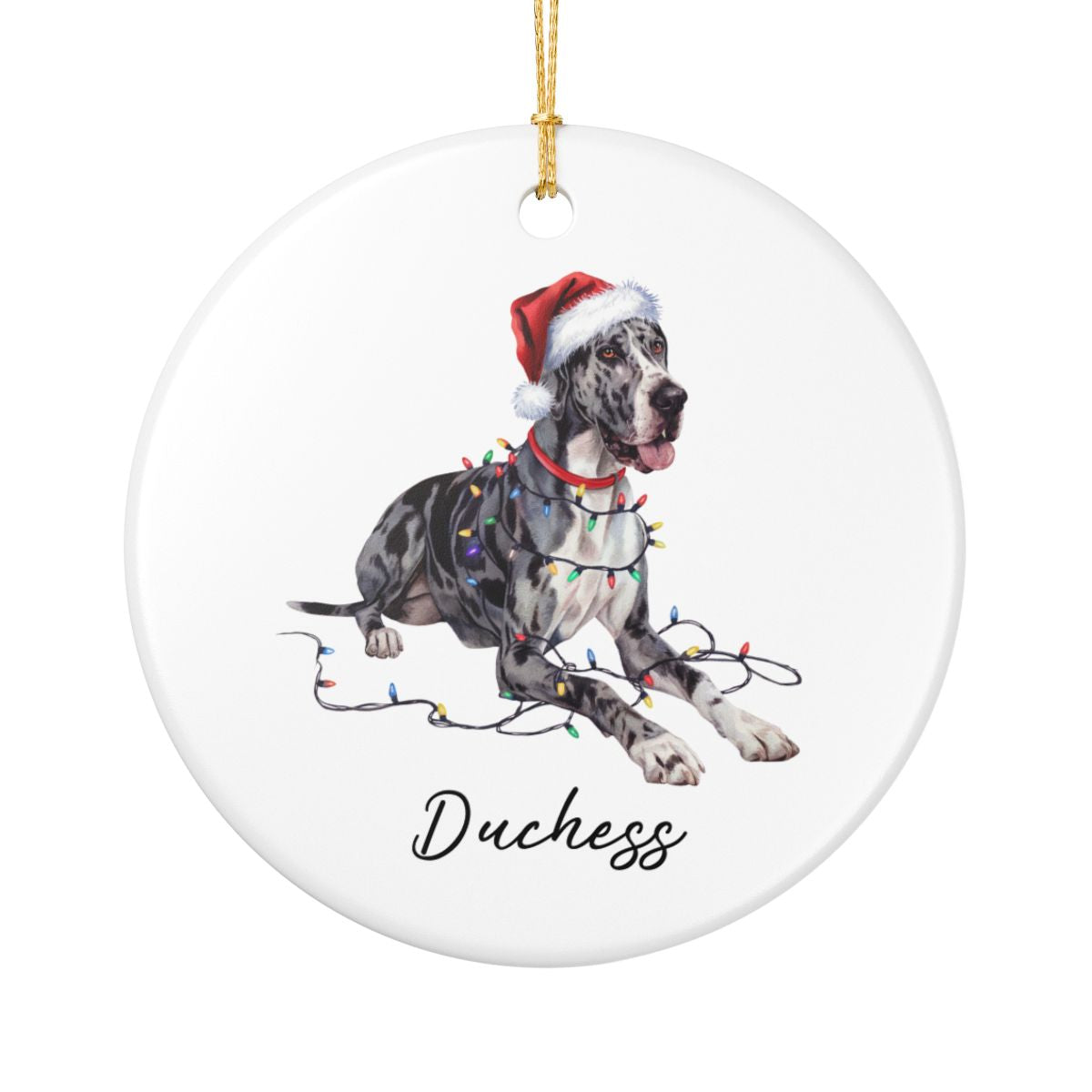 Personalized Merle Great Dane Christmas Ornament, Festive Dog Keepsake