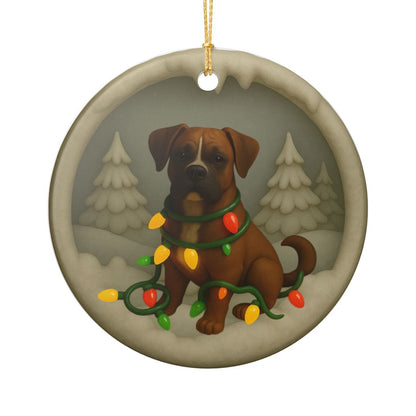 Personalized Boxer Christmas Ornament, Custom Dog with Holiday Lights Keepsake