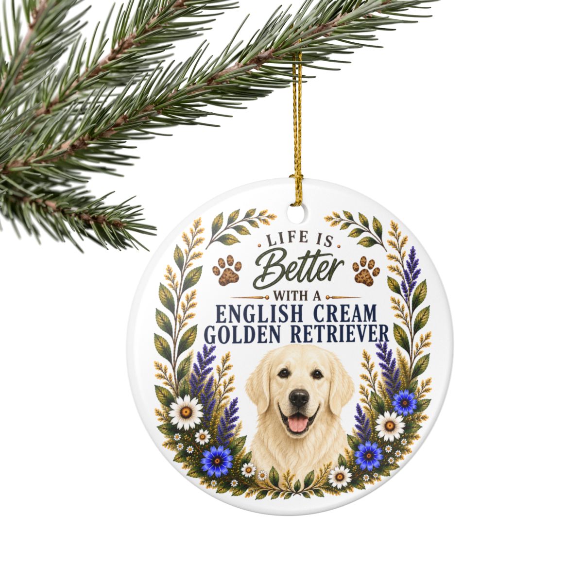 English Cream Golden Retriever Ornament, Dog Lover Gift, Golden Retriever Mom Keepsake