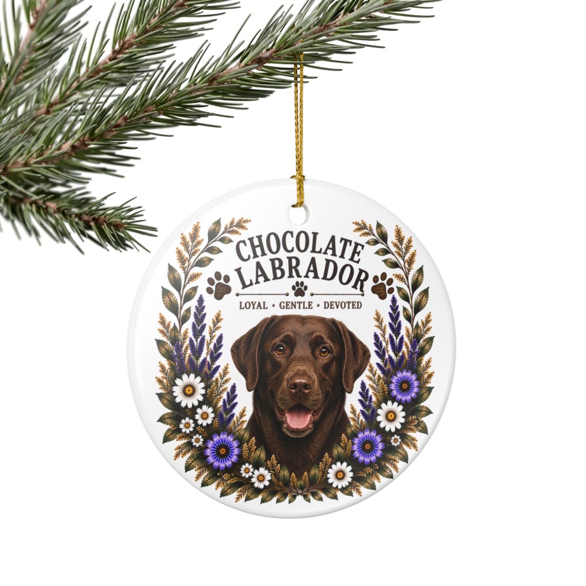 Chocolate Lab Loyal • Gentle • Devoted Ornament