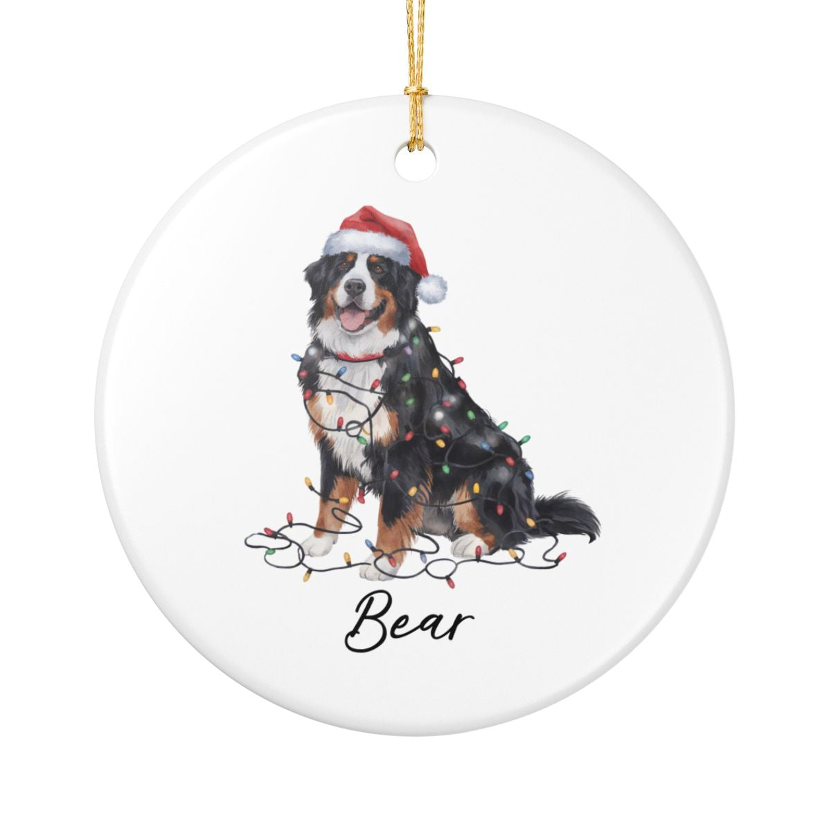 Personalized Ceramic Bernese Mountain Dog Christmas Ornament, Pet Holiday Tree Decor