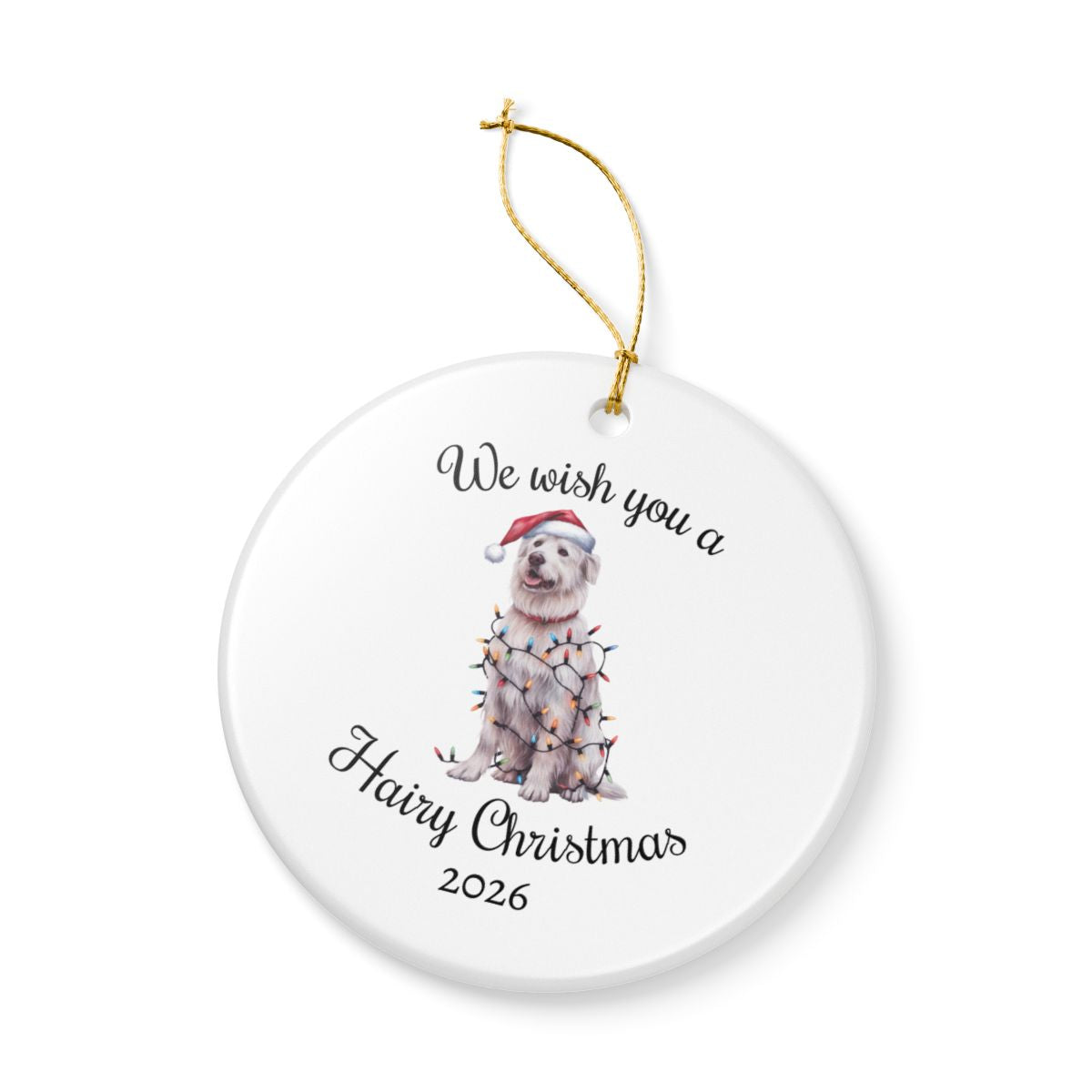 Christmas Kuvasz Ornament, Christmas Lights Dog Keepsake