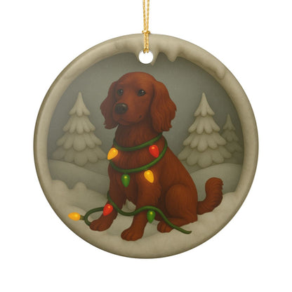 Personalized Irish Setter Christmas Ornament, 3D Clay-Style Dog Keepsake with Lights