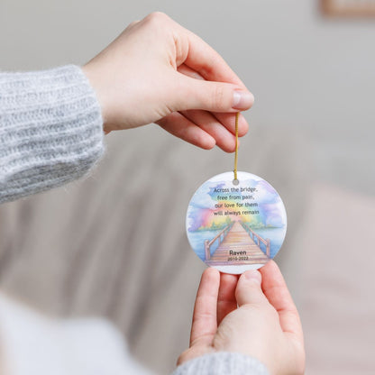 Pet Memorial Ornament, Rainbow Bridge Keepsake, Dog Cat Loss Sympathy Gift