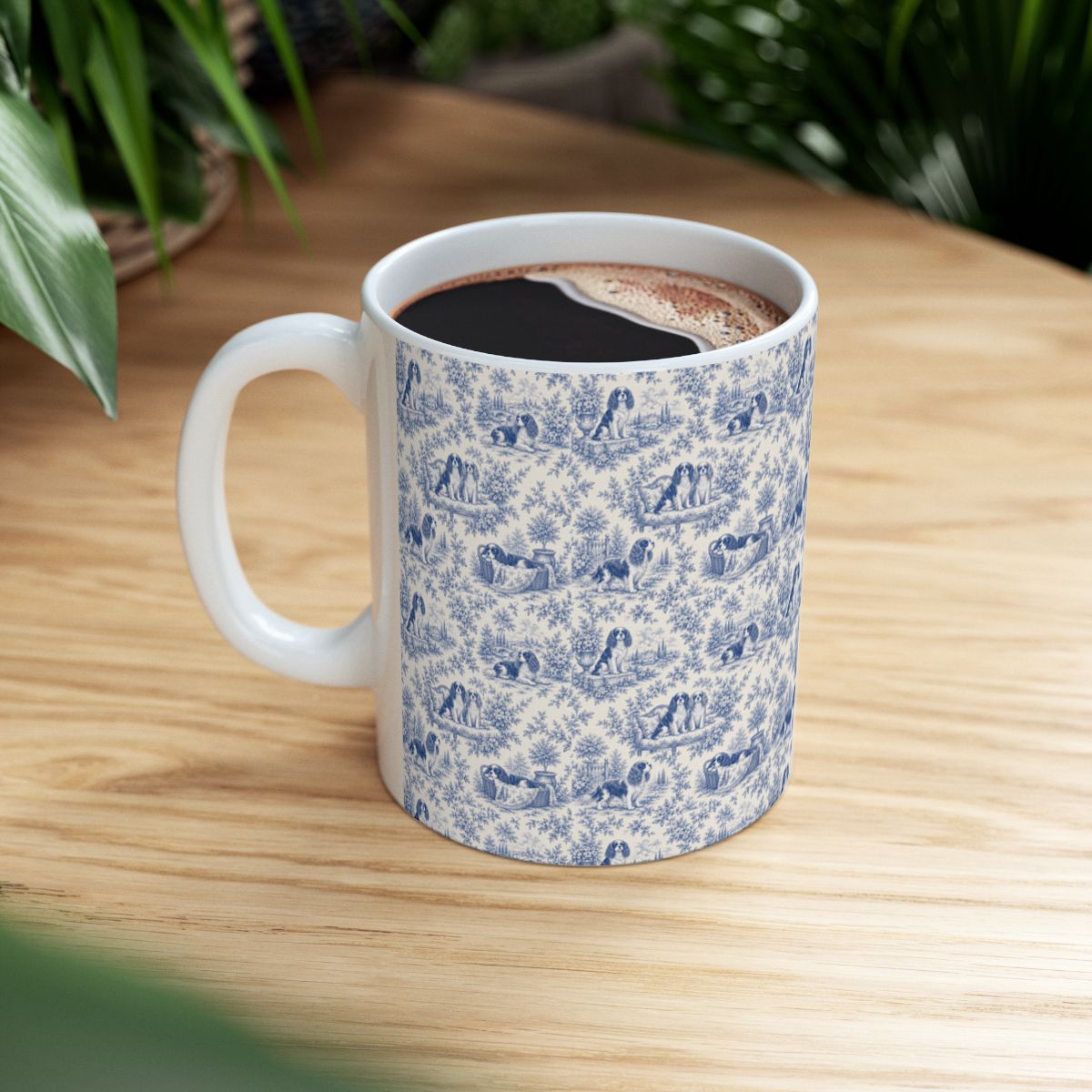 Cavalier King Charles Spaniel French Blue Toile Mug