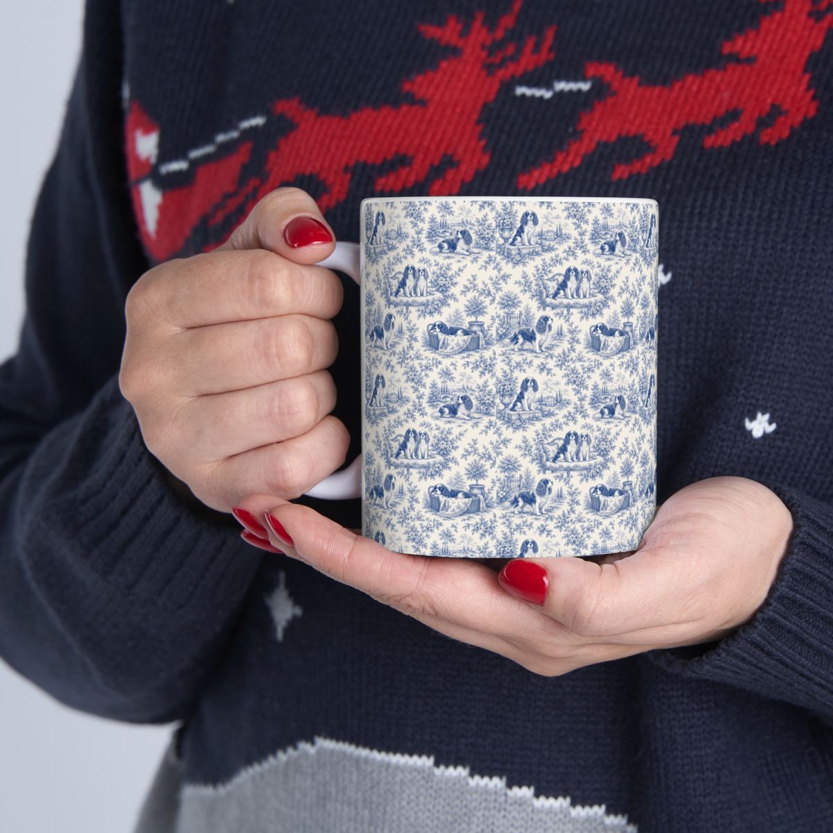 Cavalier King Charles Spaniel French Blue Toile Mug