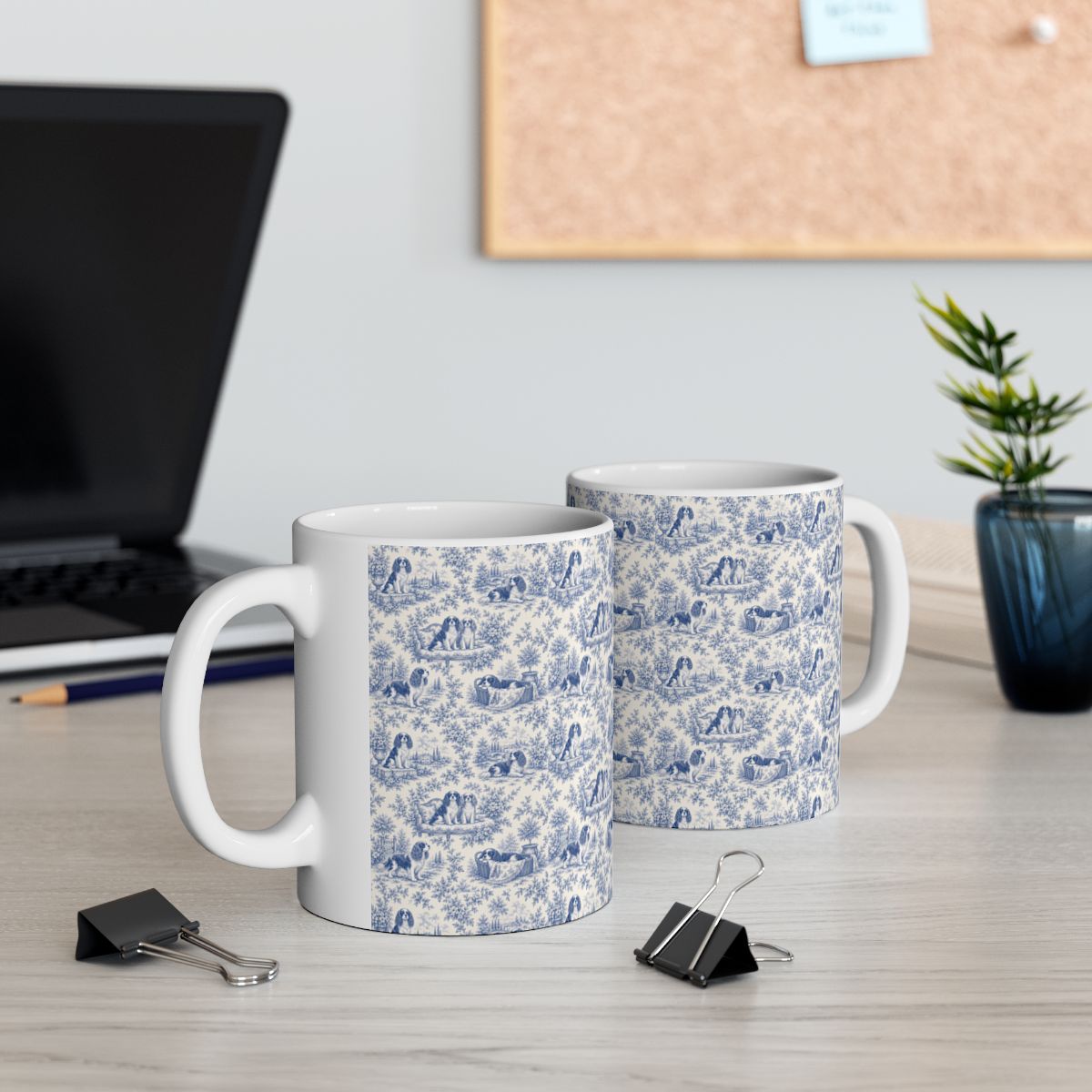 Cavalier King Charles Spaniel French Blue Toile Mug