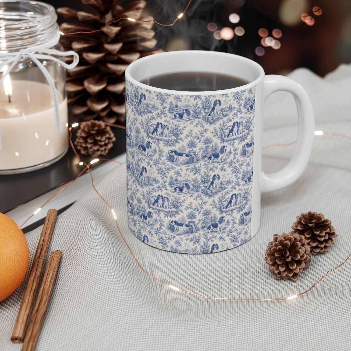Cavalier King Charles Spaniel French Blue Toile Mug