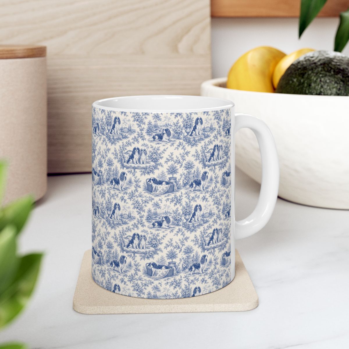 Cavalier King Charles Spaniel French Blue Toile Mug