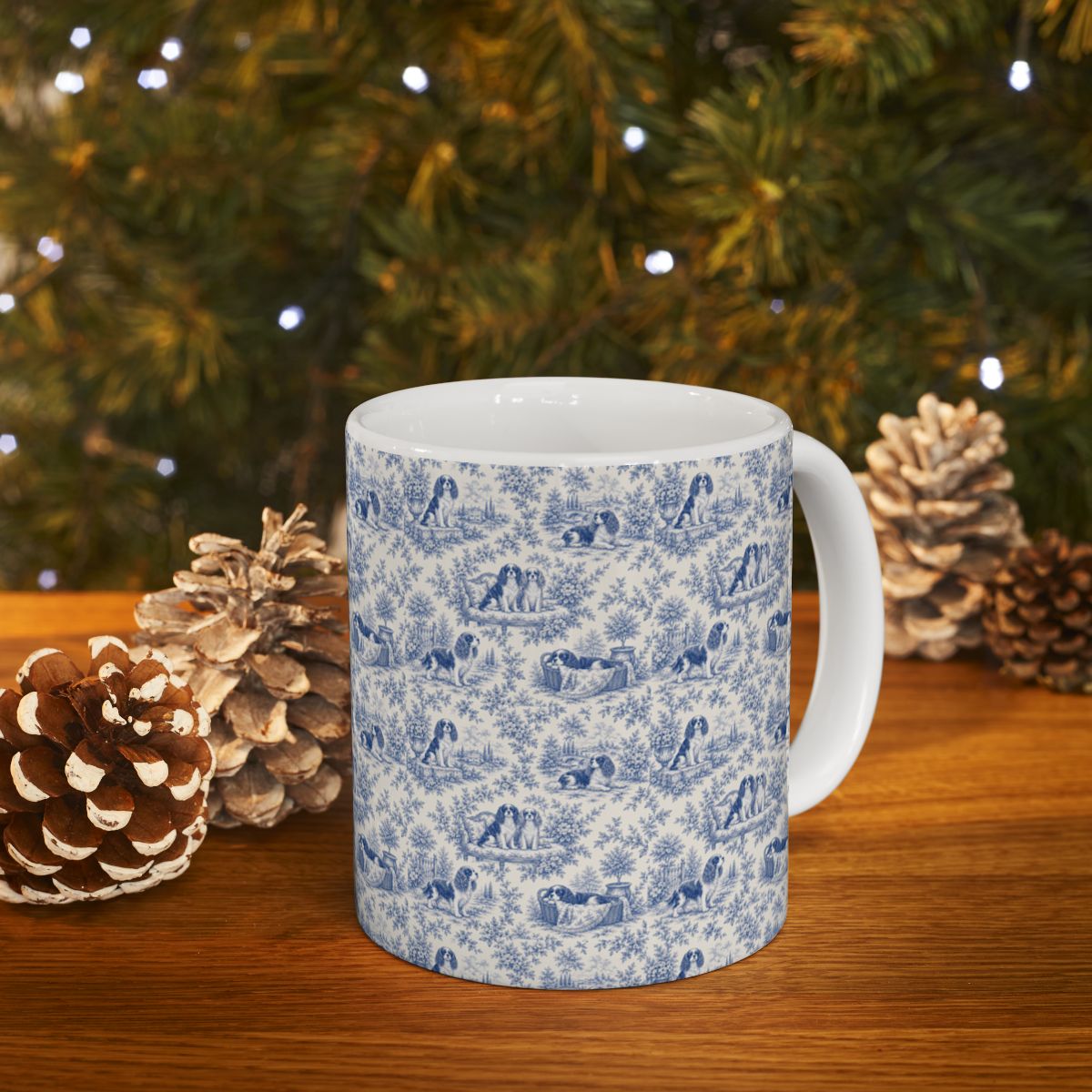 Cavalier King Charles Spaniel French Blue Toile Mug
