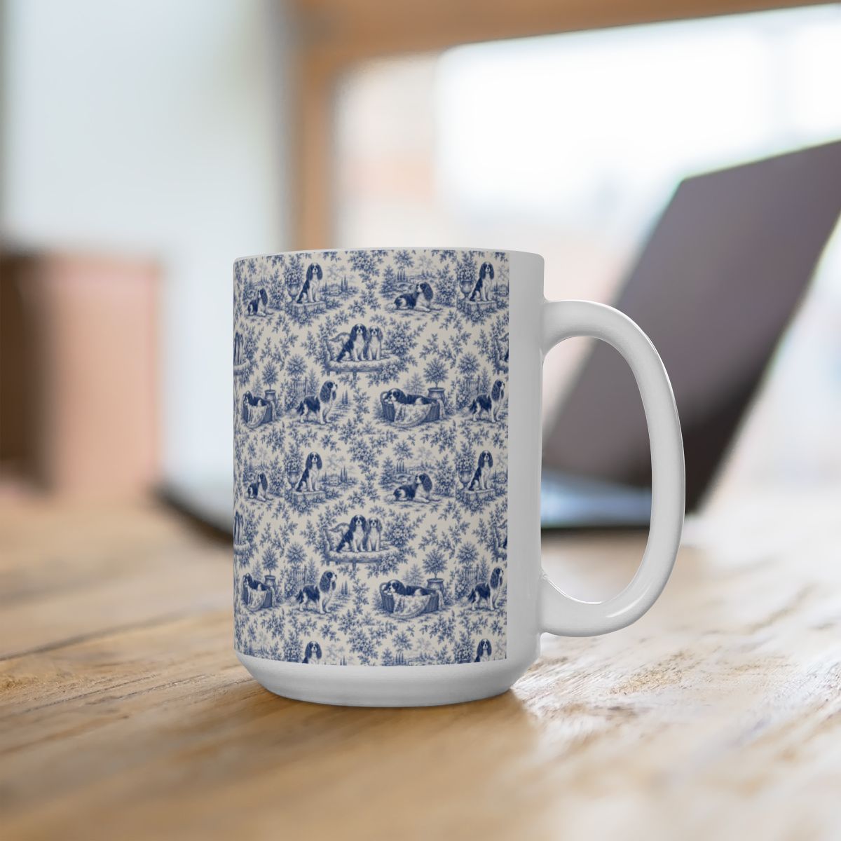Cavalier King Charles Spaniel French Blue Toile Mug
