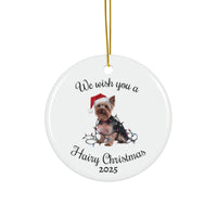 Load image into Gallery viewer, Christmas Yorkshire Terrier Ornament, Christmas Lights Dog Keepsake
