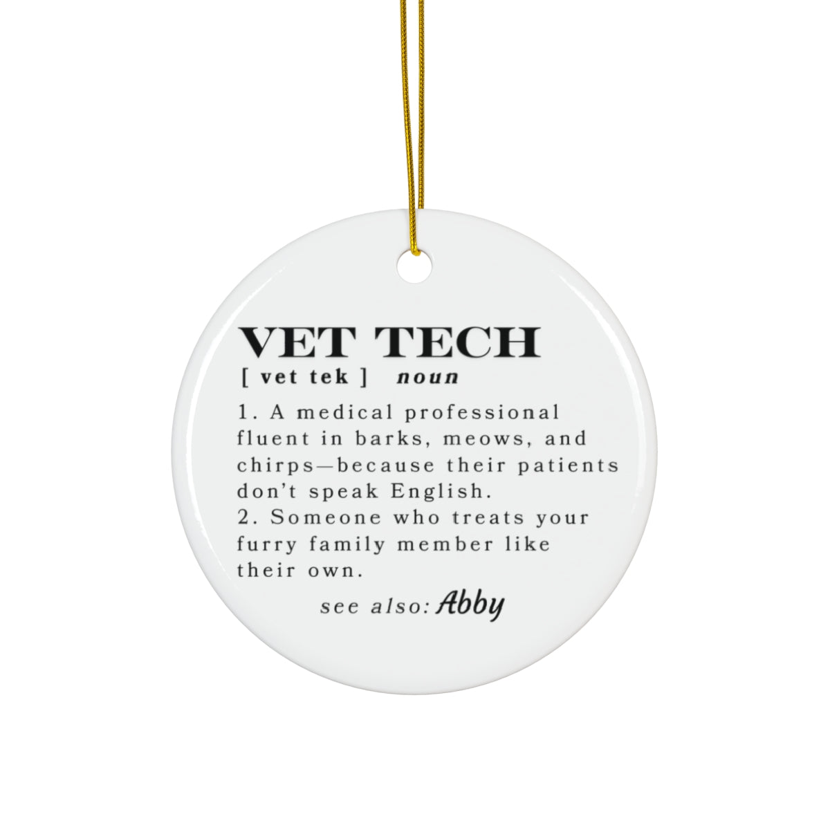 Personalized Custom Vet Tech Ornament