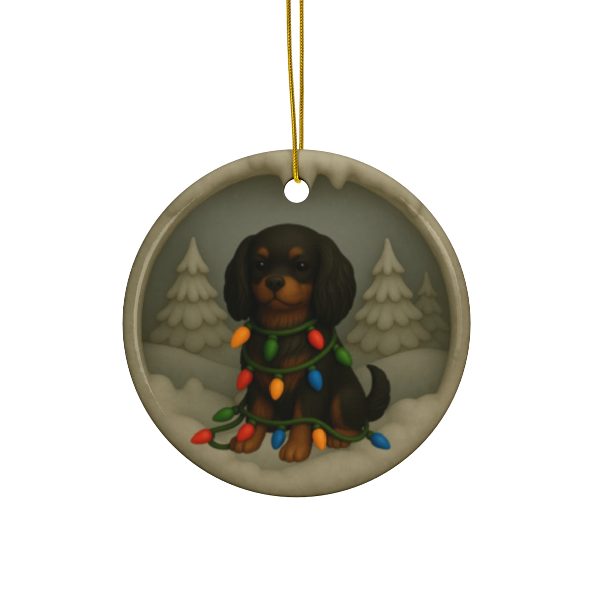Personalized Black and Tan Cavalier King Charles Spaniel Christmas 3D Clay-Style Dog Keepsake