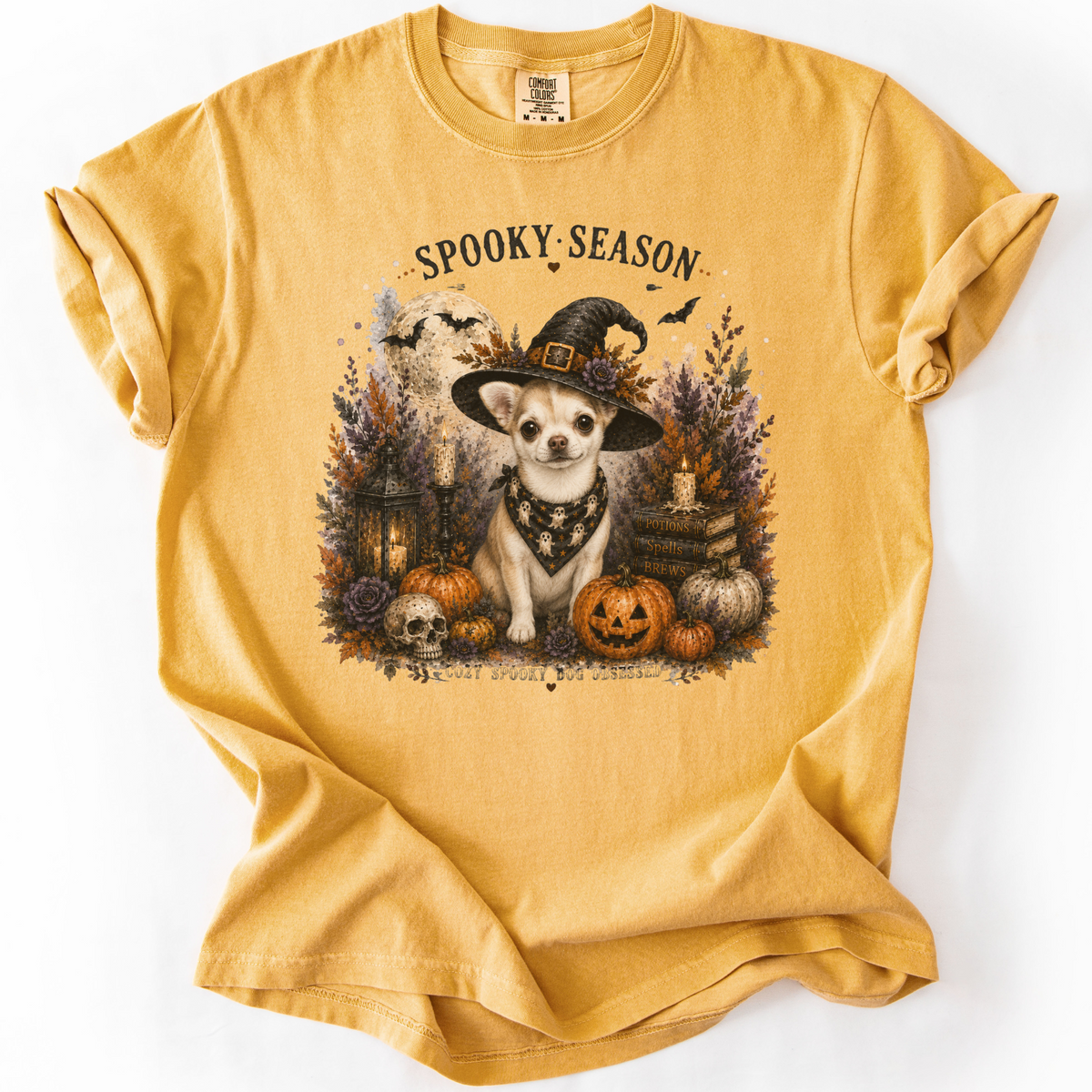 Custom Halloween Dog Shirt, Personalized Pet Portrait Comfort Colors Spooky Season Tee