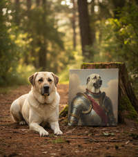 Load image into Gallery viewer, Personalized Dog Knight Portrait, Custom Pet Armor Canvas
