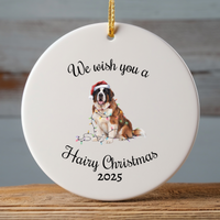 Load image into Gallery viewer, Christmas Saint Bernard Ornament, Christmas Lights Dog Keepsake
