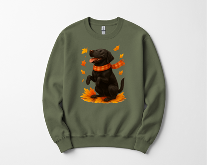 Black Labrador Autumn Sweatshirt, Cute Fall Dog Shirt, Dog Lovers Gift, Cozy Dog Sweater, Labrador in Leaves, Gift For Pet Moms