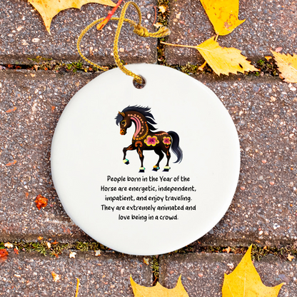 Chinese Zodiac Horse Ornament, Year of the Horse Horoscope Gift for Lunar New Year