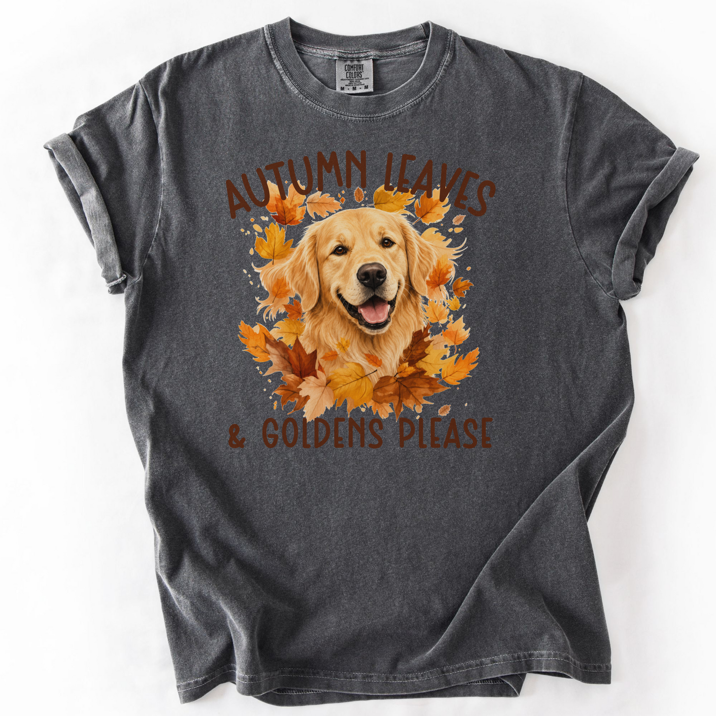 Golden Retriever Mom Fall Shirt, Autumn Leaves & Goldens Please